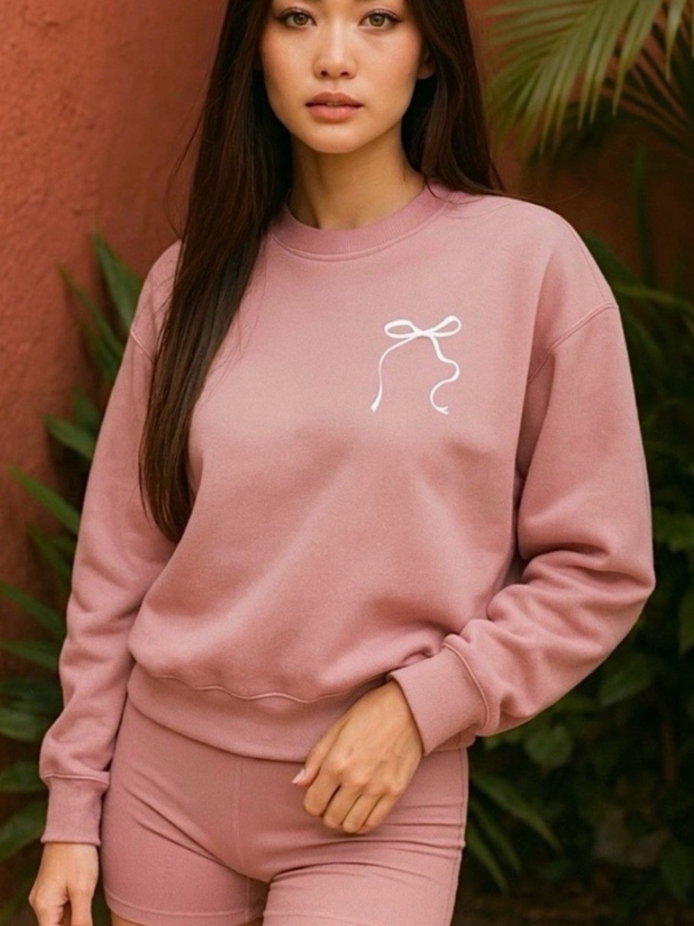 WILO Pink “Probably at Pilates” Sweatshirt and Shorts Set - Extra Small